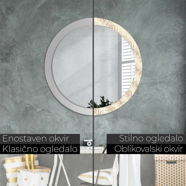 Round mirror frame with print Art deco composition