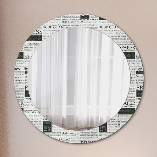 Round wall mirror decor Pattern from newspapers