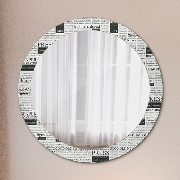 Round wall mirror decor Pattern from newspapers