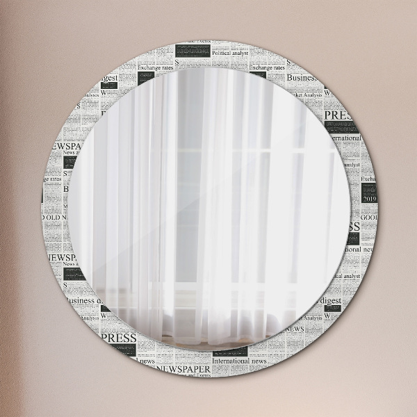 Round wall mirror decor Pattern from newspapers