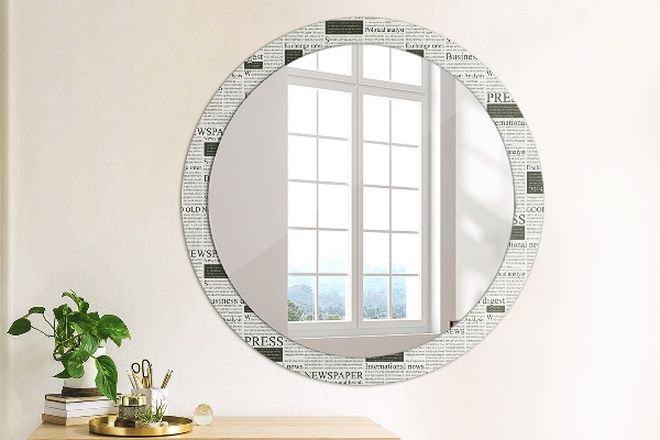 Round wall mirror decor Pattern from newspapers
