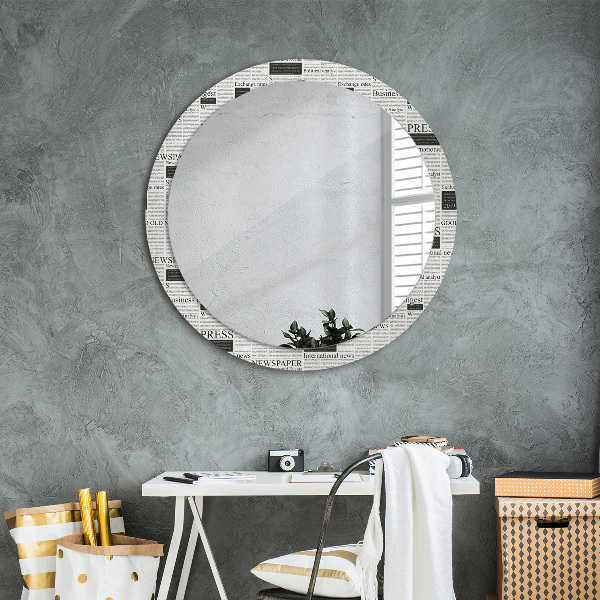 Round wall mirror decor Pattern from newspapers
