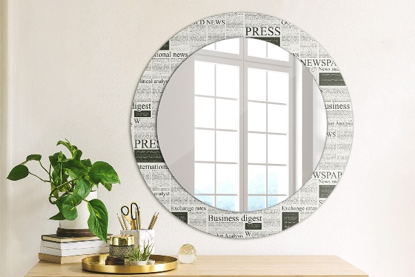 Round wall mirror decor Pattern from newspapers