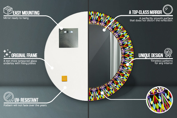 Round printed mirror Psychedelic mandala pattern