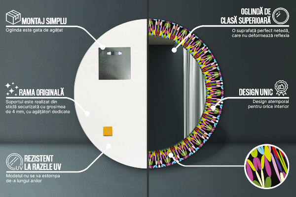 Round printed mirror Psychedelic mandala pattern