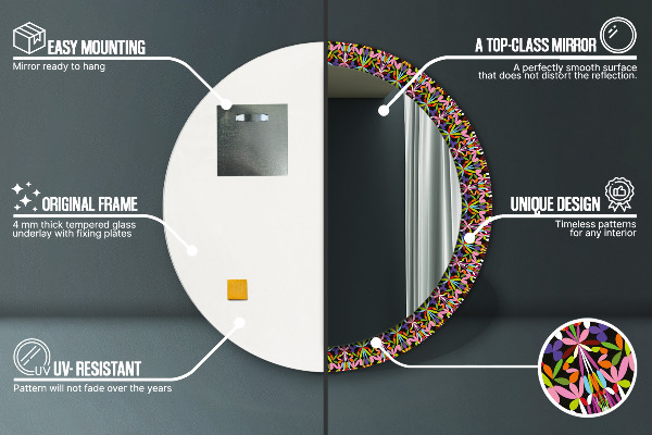 Round printed mirror Psychedelic mandala pattern