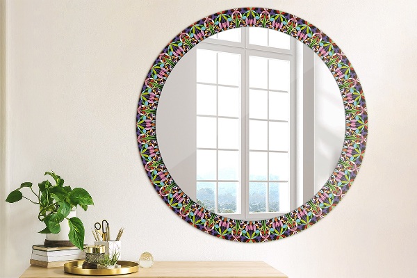 Round printed mirror Psychedelic mandala pattern