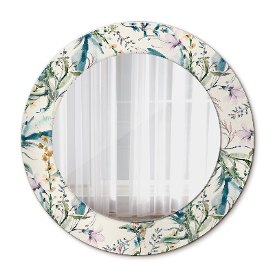 Circle decorative mirror Watercolor flowers