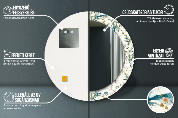 Circle decorative mirror Watercolor flowers