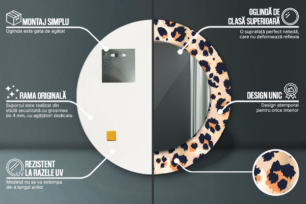 Round wall mirror decor Wild pattern