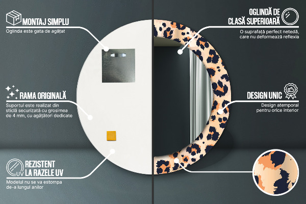 Round wall mirror decor Wild pattern