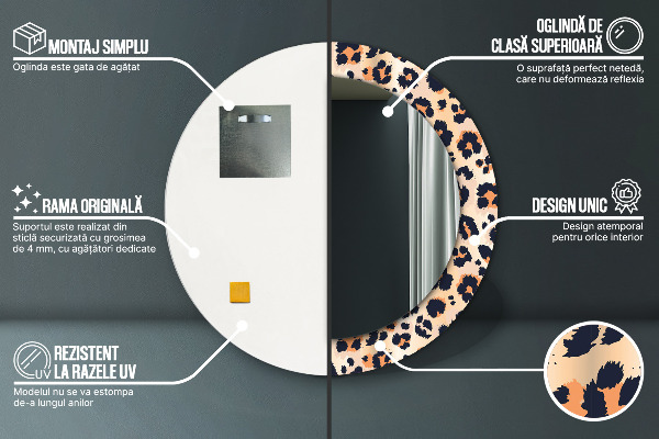 Round wall mirror decor Wild pattern