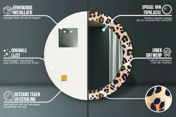 Round wall mirror decor Wild pattern