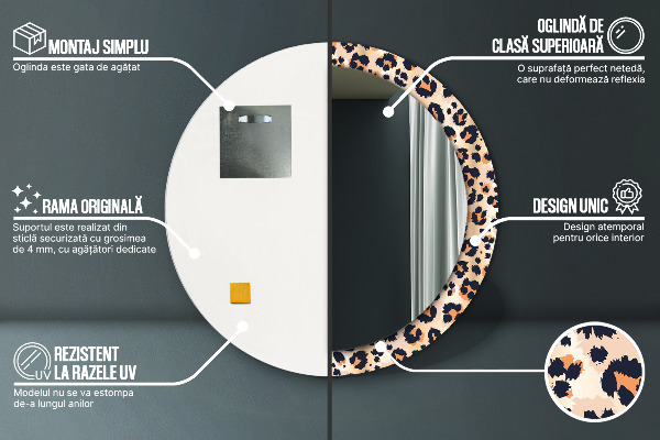 Round wall mirror decor Wild pattern