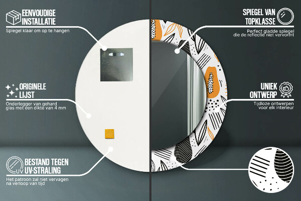 Round wall mirror decor Papai pattern
