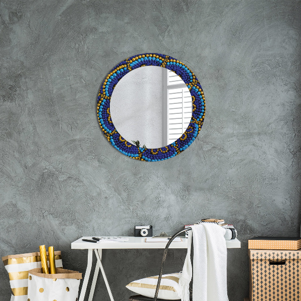 Round mirror frame with print Decorative composition