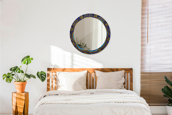 Round mirror frame with print Decorative composition