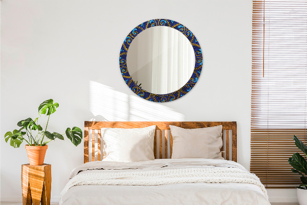 Round mirror frame with print Decorative composition