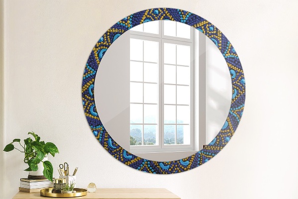 Round mirror frame with print Decorative composition