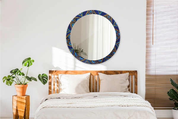 Round mirror frame with print Decorative composition