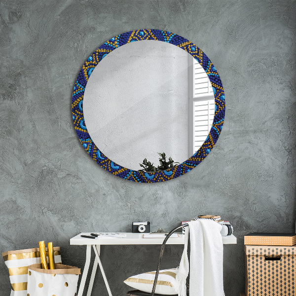 Round mirror frame with print Decorative composition