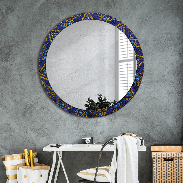 Round mirror frame with print Decorative composition