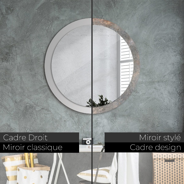 Round mirror frame with print Vintage concrete