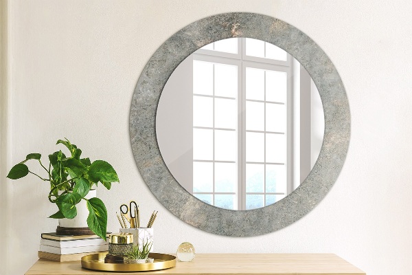 Round mirror frame with print Vintage concrete