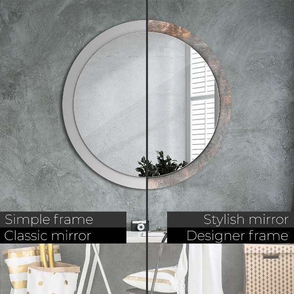 Round mirror frame with print Vintage concrete