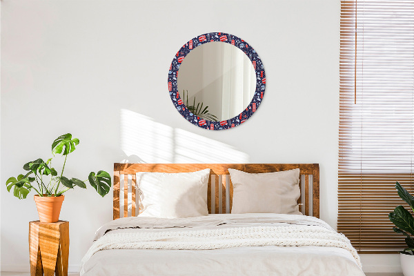 Round mirror frame with print London symbol