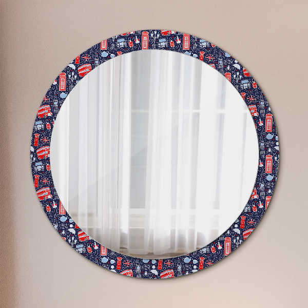 Round mirror frame with print London symbol
