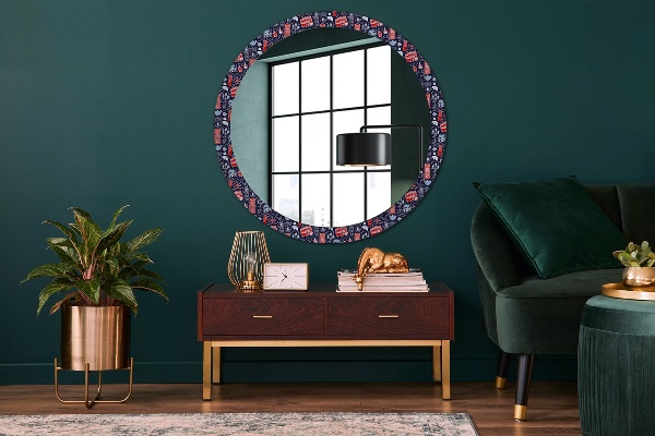 Round mirror frame with print London symbol
