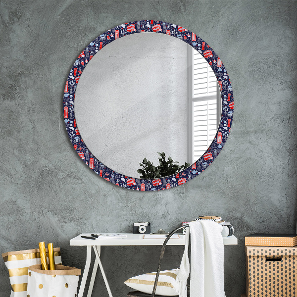 Round mirror frame with print London symbol