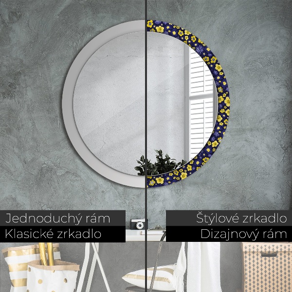 Round wall mirror design Sweet small flowers