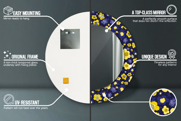 Round wall mirror design Sweet small flowers