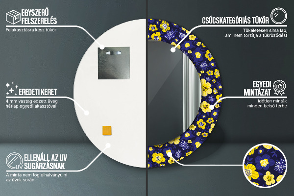 Round wall mirror design Sweet small flowers