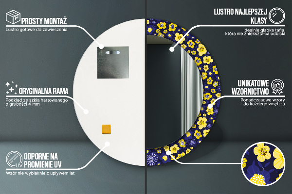 Round wall mirror design Sweet small flowers