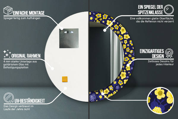 Round wall mirror design Sweet small flowers