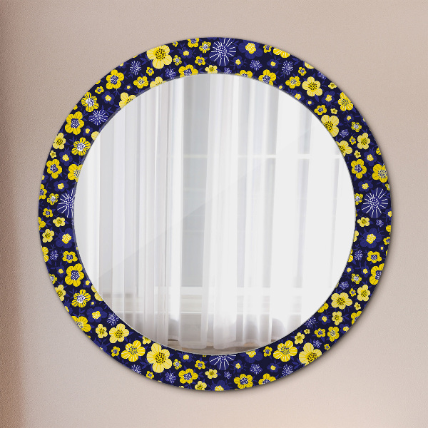 Round wall mirror design Sweet small flowers