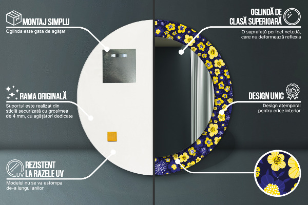 Round wall mirror design Sweet small flowers