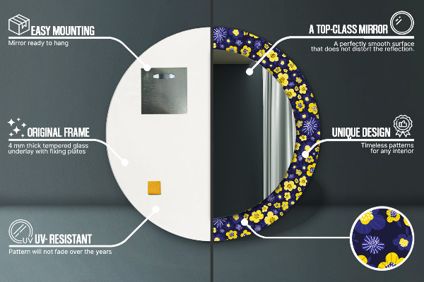 Round wall mirror design Sweet small flowers