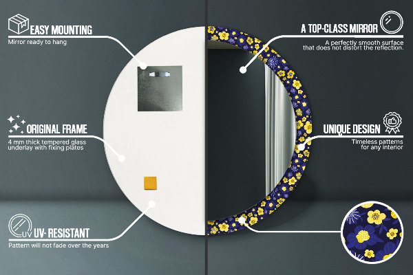 Round wall mirror design Sweet small flowers