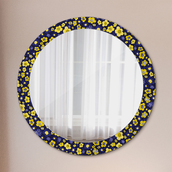 Round wall mirror design Sweet small flowers