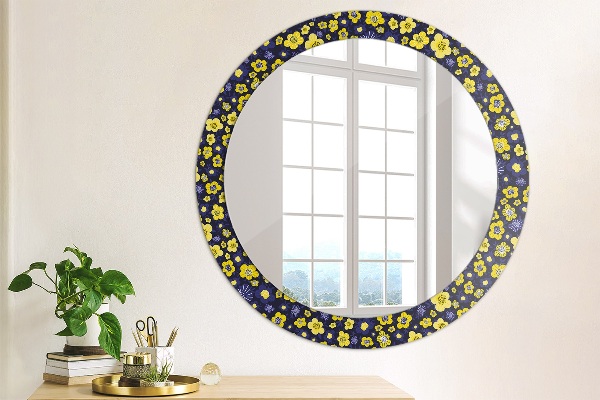 Round wall mirror design Sweet small flowers