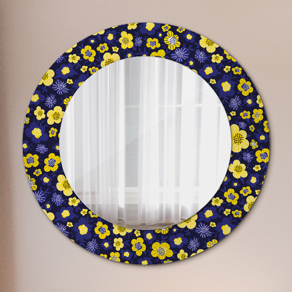 Round wall mirror design Sweet small flowers
