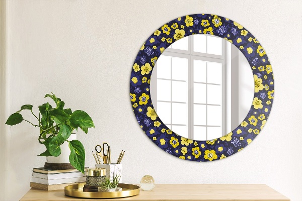 Round wall mirror design Sweet small flowers