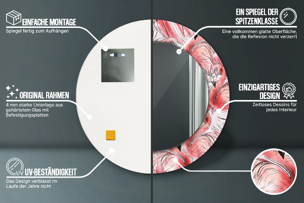 Round wall mirror design Flaming pattern