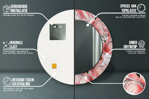 Round wall mirror design Flaming pattern