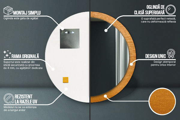 Round printed mirror Metal surface