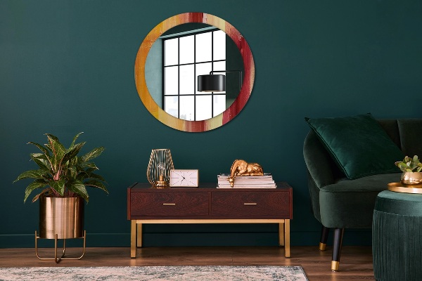 Round printed mirror Abstract picture